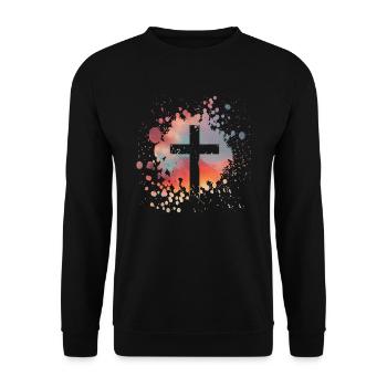 Croix chrétienne avec fond de ciel - Sweat-shirt Unisexe - noir - Devant - Alina (178cm) & Michal (187cm)