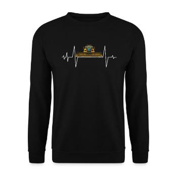 Mähdrescher Landwirt Herzschlag EKG - Unisex Pullover - Schwarz - Vorne - Alina (178cm) & Michal (187cm)