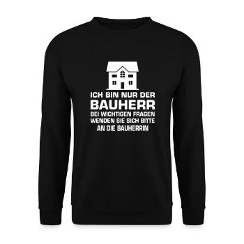Bauherr lustig Bauherren 2022 Erinnerung Eigenheim - Unisex Pullover - Schwarz - Vorne - Alina (178cm) & Michal (187cm)