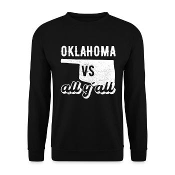 Oklahoma all y all Geschenk - Unisex Pullover - Schwarz - Vorne - Alina (178cm) & Michal (187cm)