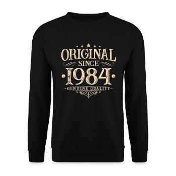 Original seit 1984 Jahrgang Vintage Geburtstag - Unisex Pullover - Schwarz - Vorne - Alina (178cm) & Michal (187cm)
