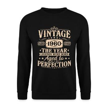 Vintage, années 1960, Vintage Cadeau d’anniversaire - Sweat-shirt Unisexe - noir - Devant - Alina (178cm) & Michal (187cm)