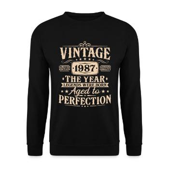 Vintage, 1987, Vintage, Cadeau d’anniversaire - Sweat-shirt Unisexe - noir - Devant - Alina (178cm) & Michal (187cm)