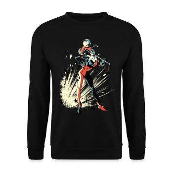 DC Comics Originals Villain Harley Quinn Pose - Unisex Sweatshirt - black - Front - Alina (178cm) & Michal (187cm)