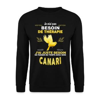 Thérapie canari. Cadeau passion canari - Sweat-shirt Unisexe - noir - Devant - Alina (178cm) & Michal (187cm)
