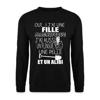 J'ai une fille - Sweat-shirt Unisexe - noir - Devant - Alina (178cm) & Michal (187cm)