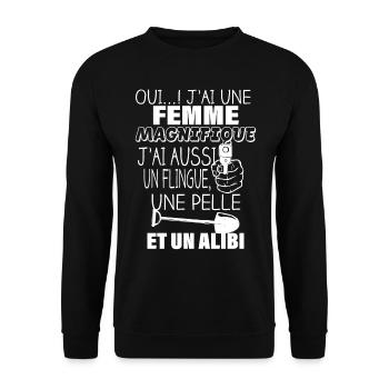 J'ai une femme - Sweat-shirt Unisexe - noir - Devant - Alina (178cm) & Michal (187cm)