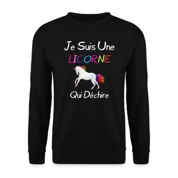 Je Suis Une Licorne - Sweat-shirt Unisexe - noir - Devant - Alina (178cm) & Michal (187cm)