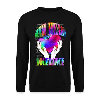 with heart and tolerance rainbow - Unisex Sweatshirt - black - Front - Alina (178cm) & Michal (187cm)