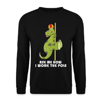 Demandez-moi comment je travaille Die Stange Feuerwehrman - Sweat-shirt Unisexe - noir - Devant - Alina (178cm) & Michal (187cm)