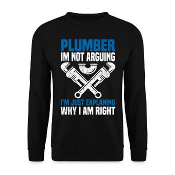 Klempner | Handwerk Handwerker Meister Geschenke - Unisex Pullover - Schwarz - Vorne - Alina (178cm) & Michal (187cm)