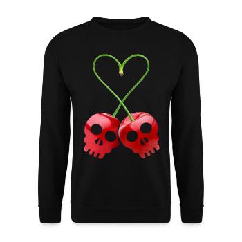 Cherry Cherry Skull, Heart Cherry Valentine's Day - Unisex Sweatshirt - black - Front - Alina (178cm) & Michal (187cm)