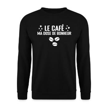 Le Café, Ma Dose De Bonheur - Sweat-shirt Unisexe - noir - Devant - Alina (178cm) & Michal (187cm)
