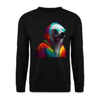 Polar Bear with Sunglasses Colorful Cool Polar Bear - Unisex Sweatshirt - black - Front - Alina (178cm) & Michal (187cm)