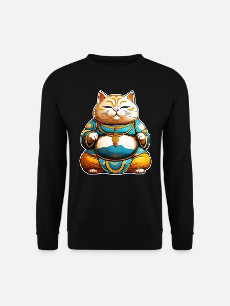Fat cat in Buddha position - Unisex Sweatshirt - black