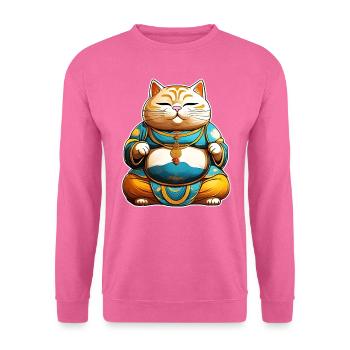 Dicke Katze in Buddha Position - Unisex Pullover - Pink - Vorne