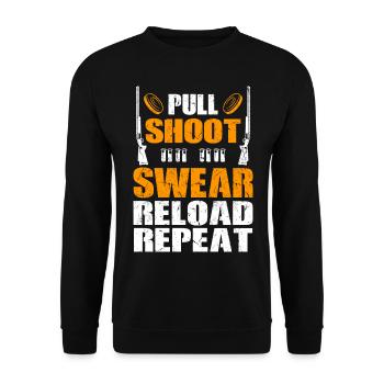 Skeets Schießen | Wurfscheibenschießen Geschenke - Unisex Pullover - Schwarz - Vorne - Alina (178cm) & Michal (187cm)