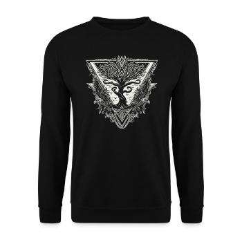 Nordische Mythologie Wikinger Yggdrasil Odin Raben - Unisex Pullover - Schwarz - Vorne - Alina (178cm) & Michal (187cm)