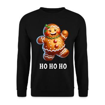 Pain d’épices de Noël HO HO HO - Sweat-shirt Unisexe - noir - Devant - Alina (178cm) & Michal (187cm)