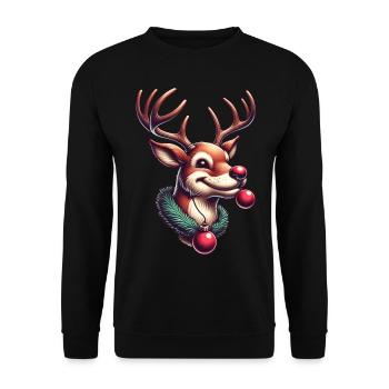 Rentier Weihnachten Xmas - Unisex Pullover - Schwarz - Vorne - Alina (178cm) & Michal (187cm)