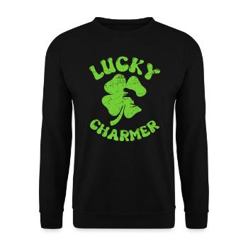 Lucky charmer shamrock for St Patricks day kids - Unisex Sweatshirt - black - Front - Alina (178cm) & Michal (187cm)