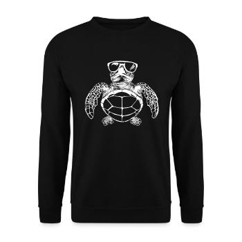 Turtle Sunglasses Summer - Unisex Sweatshirt - black - Front - Alina (178cm) & Michal (187cm)
