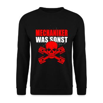 Mechaniker was sonst - Unisex Pullover - Schwarz - Vorne - Alina (178cm) & Michal (187cm)