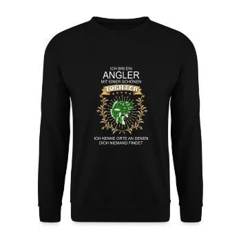 Angler mit schöner Tochter - Unisex Pullover - Schwarz - Vorne - Alina (178cm) & Michal (187cm)