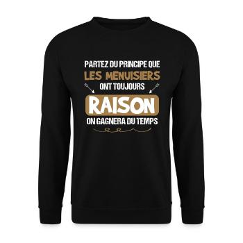 Menuisier - Humour - Cadeau - Raison - Drôle - Sweat-shirt Unisexe - noir - Devant - Alina (178cm) & Michal (187cm)