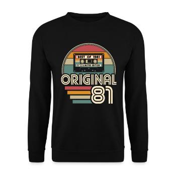 Jahrgang 1981 geboren Original 1981 Geburtstag - Unisex Pullover - Schwarz - Vorne - Alina (178cm) & Michal (187cm)
