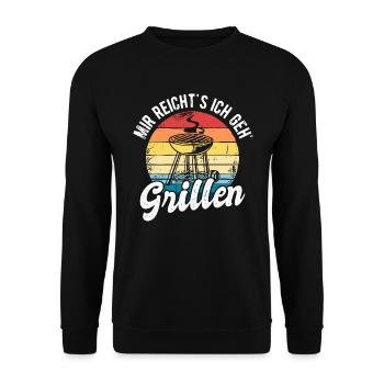 Griller BBQ Grill Grillmeister Grillen Grillparty - Unisex Pullover - Schwarz - Vorne - Alina (178cm) & Michal (187cm)
