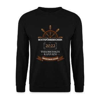 Bootsführerschein 2022 Kapitän Segelboot Motorboot - Unisex Pullover - Schwarz - Vorne - Alina (178cm) & Michal (187cm)