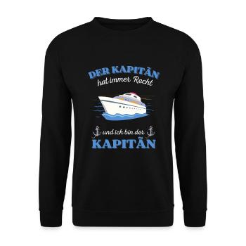 Kapitän Geschenk Männer Sportboot Fun Sprüche Boot - Unisex Pullover - Schwarz - Vorne - Alina (178cm) & Michal (187cm)