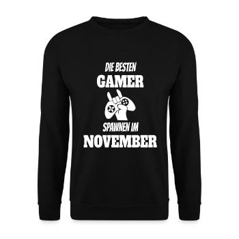 Game Gaming Geburtstag November Konsole Controller - Unisex Pullover - Schwarz - Vorne - Alina (178cm) & Michal (187cm)