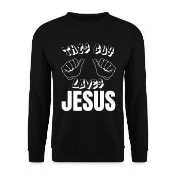 Jesus Christus Gott Kreuz Bibel Kirche Glaube Herr - Unisex Pullover - Schwarz - Vorne - Alina (178cm) & Michal (187cm)
