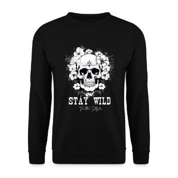 Stay Wild - Tattoo Style - Unisex Pullover - Schwarz - Vorne - Alina (178cm) & Michal (187cm)