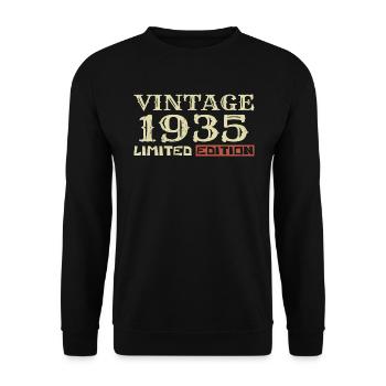 1935 Vintage: 89th Anniversary Unique Retro Gift - Unisex Sweatshirt - black - Front - Alina (178cm) & Michal (187cm)