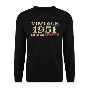 1951 Vintage :73e Anniversaire Cadeau Rétro Unique - Sweat-shirt Unisexe - noir - Devant - Alina (178cm) & Michal (187cm)