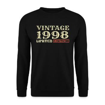 1998 Vintage :26e Anniversaire Cadeau Rétro Unique - Sweat-shirt Unisexe - noir - Devant - Alina (178cm) & Michal (187cm)