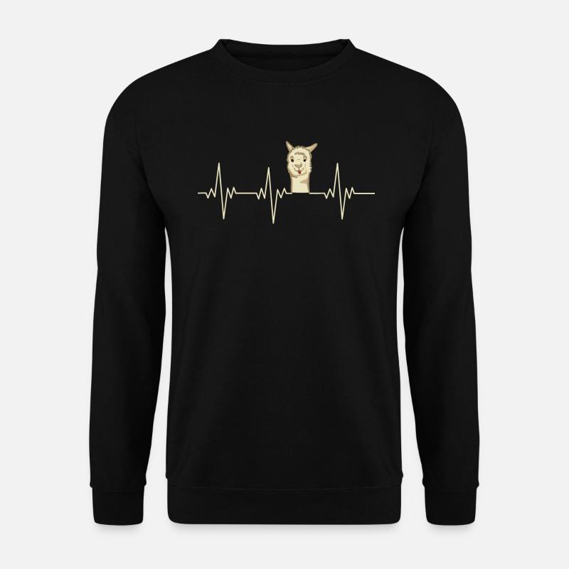 Heartbeat Alpaca Herzschlag Alpaka Llama Geschenk - Unisex Pullover - Schwarz