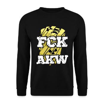 FCK AKW Atomkraftwerke Spruch Gegen Atomstrom - Unisex Pullover - Schwarz - Vorne - Alina (178cm) & Michal (187cm)