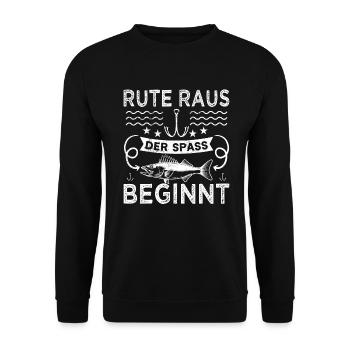 Rute raus, der Spaß beginnt Geschenk-Idee - Unisex Pullover - Schwarz - Vorne - Alina (178cm) & Michal (187cm)