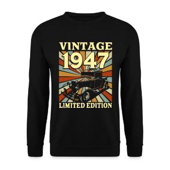 Vintage 75 Jahre 1947 75 Jahre - Unisex Pullover - Schwarz - Vorne - Alina (178cm) & Michal (187cm)