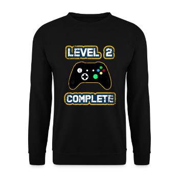 Level 2 Complete/ 2th Anniversary Gift T-Shirt - Unisex Sweatshirt - black - Front - Alina (178cm) & Michal (187cm)