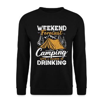 Camping Forecast Beer Tent Mountains Hiking Camper - Unisex Sweatshirt - black - Front - Alina (178cm) & Michal (187cm)