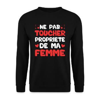 Ne pas toucher propriété de ma femme - Sweat-shirt Unisexe - noir - Devant - Alina (178cm) & Michal (187cm)