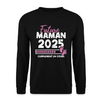 Future maman 2025 chargement en cours - Sweat-shirt Unisexe - noir - Devant - Alina (178cm) & Michal (187cm)