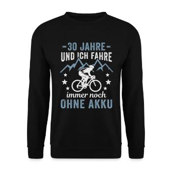 Radfahrer 30. Geburtstag Fahrrad ohne Akku - Unisex Pullover - Schwarz - Vorne - Alina (178cm) & Michal (187cm)