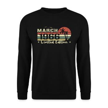 Vintage March 58th Anniversary Born 1966 Vibe - Unisex Sweatshirt - black - Front - Alina (178cm) & Michal (187cm)