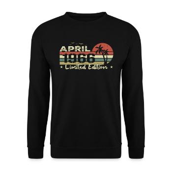 April Vintage 58th Anniversary Born 1966 Vibe - Unisex Sweatshirt - black - Front - Alina (178cm) & Michal (187cm)